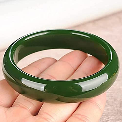 Natural Green Jade Armreif Armband für Frauen Mädchen echt mit Zertifikat Jade handgefertigte Armbänder - Armband Armreifen mit Schmuckschachtel, 66mm