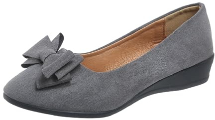 Xbemkste Sommarskor, enfärgade, rosett, enkelskor, lätta, platta slip-skor, barfota, ballerina, damer, GRÅ, 37.5 EU