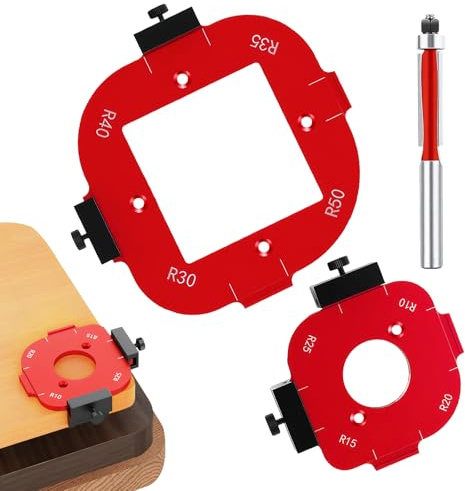2 Stück Frässchablone Oberfräse, 4 in 1 Router Jig Radius R10-R50 | Aluminiumlegierung, langlebig robust, 8 Radiuswinkel, präzise Positionierung, für Möbel Holzbearbeitung Heimwerker