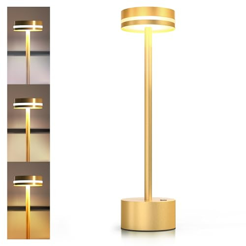 Brandson - LED Tischlampe kabellos - dimmbar – 3 Lichtmodi - großer 3600 mAh Akku – 28 SMD-LEDs – Schreibtischlampe – dezentes, modernes, platzsparendes Design