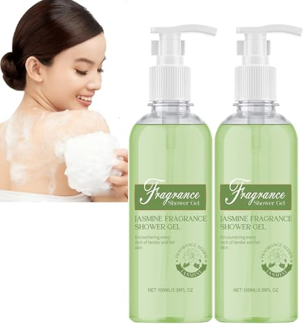 Detergente corporal hidratante profundo para mujer, gel de ducha con aroma a jazmín, fórmula antibacteriana e hidratante con espuma, calma la piel seca, con extracto de jazmín (2 unidades)