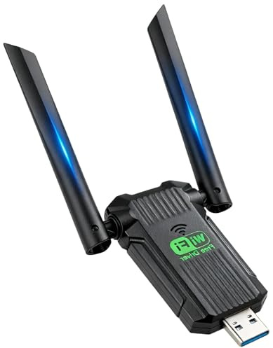 Adaptador WiFi USB Dual Band 1300Mbps 5GHz/2.4GHz con Antena 5dBi, AC1300 Receptor WiFi Doble Banda, USB 3.0 Antena de Alta Ganancia para PC Laptop Tablet, Compatible con Windows 11 10 8 7 XP