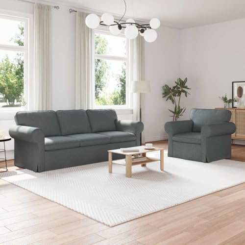 sephironlbb Sofa Set 2 pcs Dunkelgrau Stoff 215 x 82 x 80 cm Ecksofa mit Schlaffunktion und Bettkasten Wohnlandschaft Zweisitzer Dreisitzer für Wohnzimmer Gästezimmer