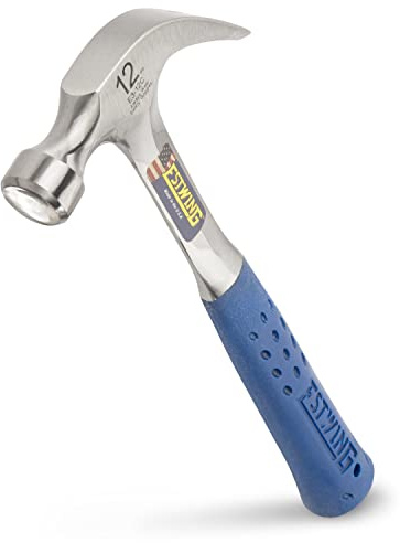 ESTWING Hammer - 12 oz USA Made Curved Claw Hammer with Smooth Face & Shock Reduction Grip - E3-12C
