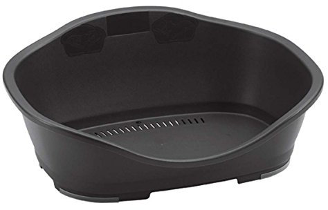 Stefanplast Hundebett Sleeper 88 × 62 cm in dunkelgrau - Hundeschlafplatz aus recyceltem Kunststoff - Hundekorb für große Hunde - rutschfest - 38841