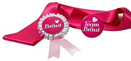 Frau WunderVoll® JGA GRUPPENSET Button PINK, Team Braut/junggesellenabschied, Mädchen, Braut, Hochzeit, JGA Deko, JGA Accessoires, Mädelsabend, Schleier, Traumbraut