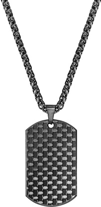 kohlenstoff 12 Dogtag Chain Damen und Herren Halskette mit Dogtag Anhänger aus Carbon und Edelstahl