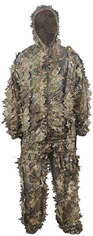 HYFAN Ghillie Trajes 3D Hojas Woodland Camuflaje Ropa Ejército al Aire Libre Ropa Militar Camo para Jungle Hunting, Paintball, Airsoft, Fotografía de Vida Silvestre, Halloween (Verde)