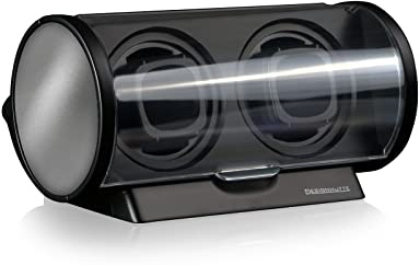 DESIGNHÜTTE® Uhrenbeweger Tubix Schwarz/Silber für 2 Automatikuhren