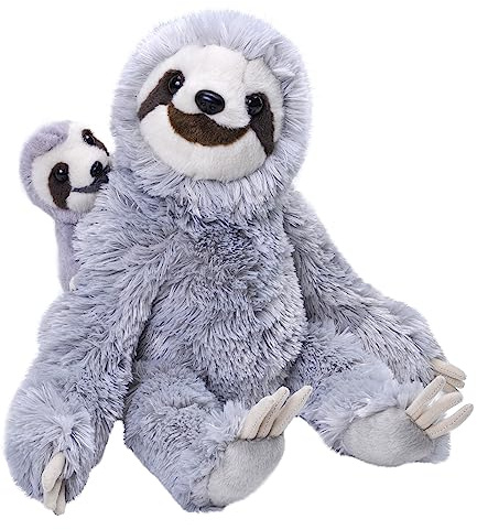Wild Republic Mom and Baby Faultier, Großes Kuscheltier, 38 cm, Geschenkidee für Kinder, Kuscheltier mit Baby, Riesen-Stofftier aus recycelten Wasserflaschen
