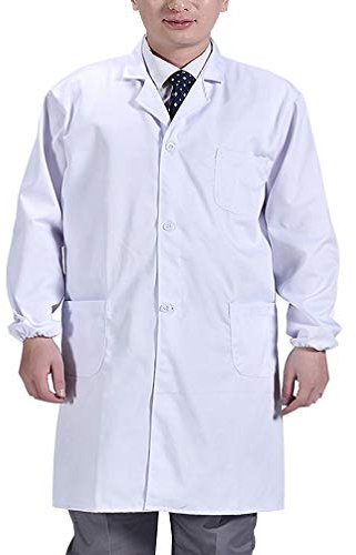 Professioneller Laborkittel für Damen und Herren, langärmelig, Schutzanzug für Labor, Krankenhaus, Arzt (S) weiß weiß Medium