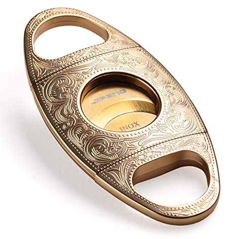 Cigar Cutter Gold Carving Stainless Steel Double Blades Cigar Guillotine