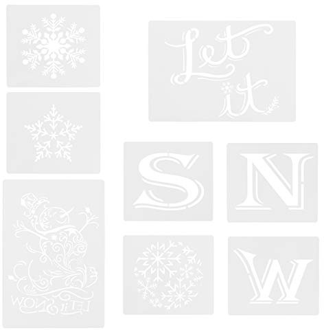 HEALLILY 8 Stück „Let it Snow“-Schablonen zum Bemalen auf Holz, wiederverwendbare Weihnachtsschablonen Schneeflocken-Schablone für Kunstmalerei Spray Fenster Wand