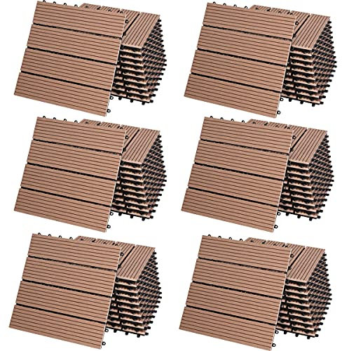 Deuba Piastrelle da Giardino in WPC 6m² Mattonelle 30x30cm Sauna Terrazza Esterno Terracotta 66 pz