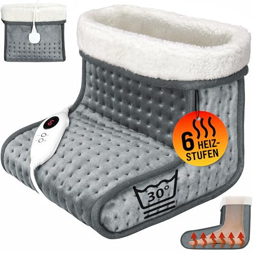 MONZANA® Calentador de pies eléctrico con Temporizador 90min y 6 Niveles de Calor Calientapiés Gris