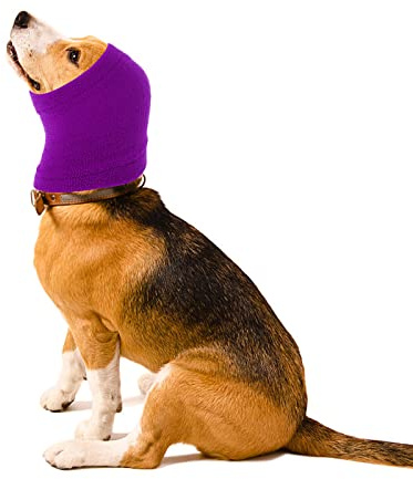cobee Dog Snood for Dog Neck and Ears Warmer, Pet Earmuff for Comfort | Anti-anxiety Bathing Grooming Reducing Noise Dog Neck and Ear Warmer Hood Calming Pet Snood Ear Covers (S Size, Purple)