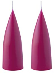 Kunstindustrien® Stumpenkerzen, Hergestellt in Dänemark, 43 Farben verfügbar, Kegel Kerze, Durchgefärbte Stumpenkerze lange Brenndauer von 15 Stunden, Kerzen Deko, 2 Stück, 6,5 x 16cm (Cerise)