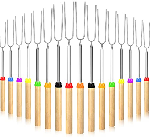 80 Stück Marshmallow Bratstäbchen Bulk, Smores Spieße für Feuerstelle Kit, Hot Dog Camping Spieße Zubehör Lagerfeuer Marshmellow 81 cm lange ausziehbare Gabeln Grillwerkzeuge Smores Sticks