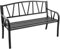 KOMFOTTEU 2 Sitzer Gartenbank, Parkbank mit Rückenlehne & Armlehnen, Sitzbank aus Metall bis 300 kg belastbar, Außenbank für Balkon Garten Terrasse, Schwarz (Modell 1, 128x55,5x86cm)