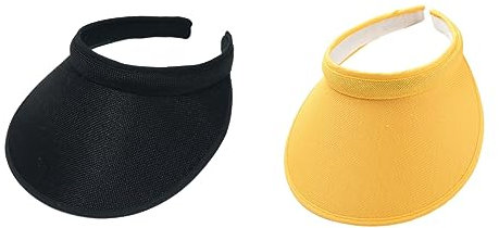jecvxor Stoffbezogenes Schlupfvisier für Damen, verstellbare Kappe, Sport-Sonnenblenden für Herren, Schwarz/Gelb, L