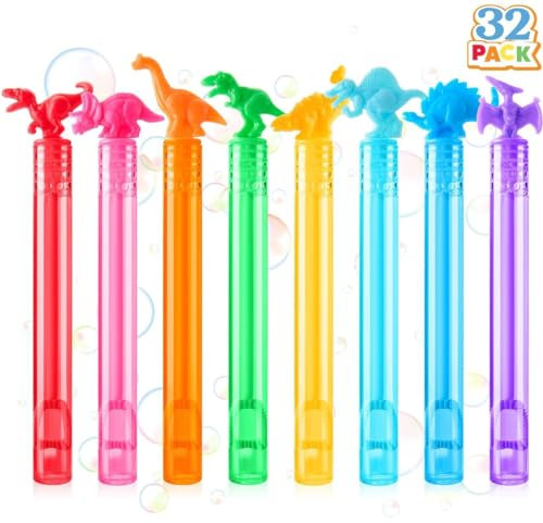 JOYIN 32 Seifenblasen Kinder, Partygeschenke für Kinder, 8 Farben Dinosaurier Mini Seifenblasen Stäbe für Hochzeit, Halloween Party, Mitgebsel Kindergeburtstag ab 3 Jahre