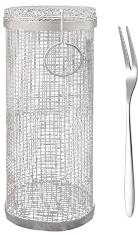 Barbacoa rectangular de acero inoxidable, cesta de barbacoa para barbacoa, cesta de verduras para barbacoa con asa, cesta para picnics de fin de año, herramientas redondas de barbacoa