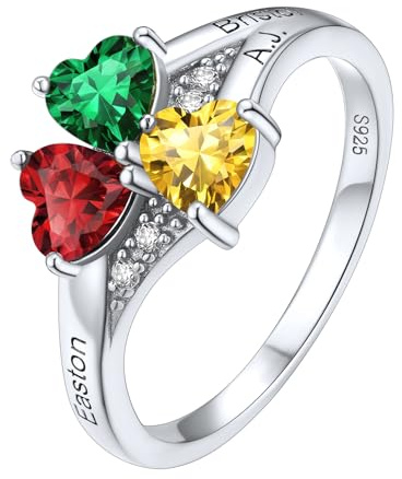 Supcare 925 Sterling Silber Ringe Damen Verlobungsring Eheringe mit Geburtsstein Ring Gravur Namenring Fingerring Engagement Promise Ring Modeschmuck für Muttertag Valentinstag