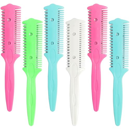 6-Pack Haircut Razor Comb - Dual-Sided Razor, Hair Styling Razor Scissors Comb, Split Ends Trimmer for Precise Hair Cutting and Styling