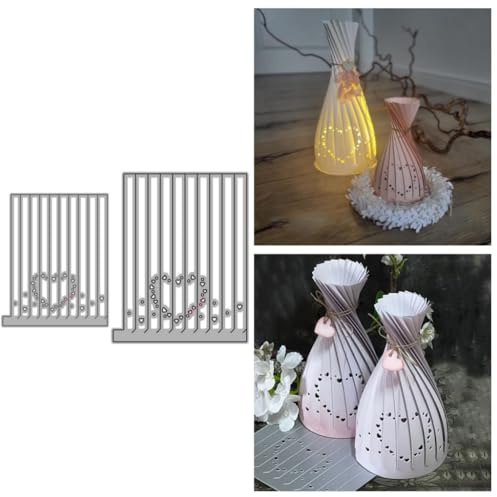 Sredwtk 2set Vase Laterne Stanzschablonen Box Weihnachten Metall Prägeschablonen Stanzformen Schneiden für DIY Karte Sammelalbum Scrapbooking Fotoalbum Deko
