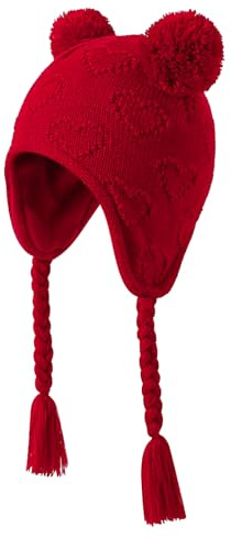 KAKU NANU Wintermütze Baby Kleinkind Bommel für Mütze mit Ohrenklappen 6 Monate-4 Jahre,Doppellagige Fleece Lined Strickmütze Beanie