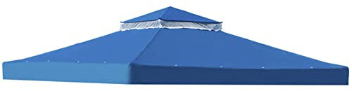 Gazebo da giardino a doppio livello impermeabile di ricambio, 3 x 3 m, blu, copertura per padiglione con presa d'aria, per cortile, patio, griglia, riparo