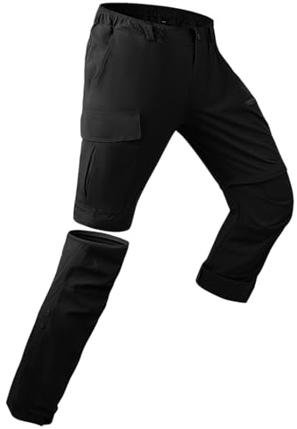 YAOBAOLE Herren Trekkinghose Zip Off – Bequeme 2-in-1 Hose mit Reißverschluss und Klettverschluss, Schwarz L