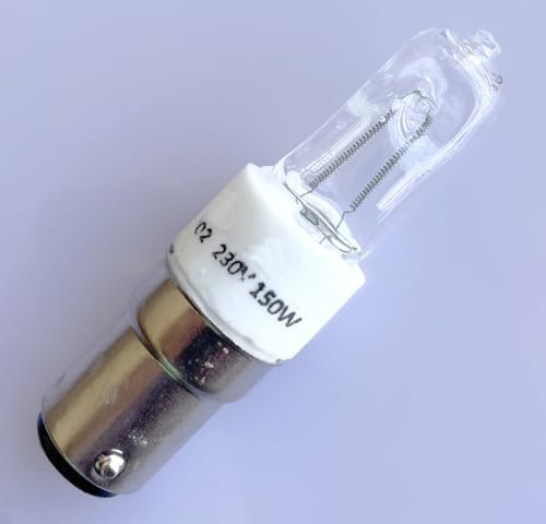 ShuoHui 2pcs of B15d 150 W Halogen Lamps, Dimmable, Warm White 2700 K, 1570 LM, Clear Ceram Base, for Ceiling Lamp, Chandelier, Sewing Machine Wall Lamp B15 (2)