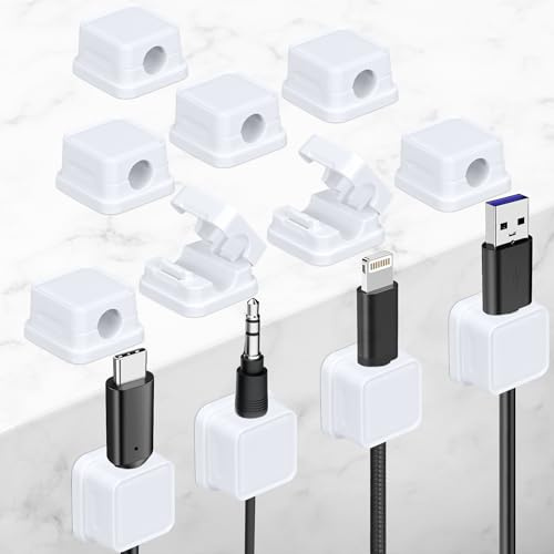 12 Stück Kabelhalter Kabelclips, Kabel Organizer Kabelklemmen Selbstklebend für Schreibtisch/Wand, Kabelmanagement für Netzkabel, Ladekabel für Schreibtisch, Zuhause, Büro, Auto