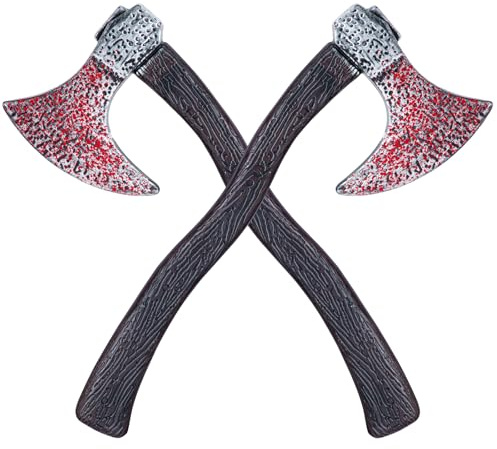 2Pcs Viking Axe Prop,Plastic Toy Axe Viking Costume Accessories,Halloween Lumberjack Axe Cosplay Party (Black)