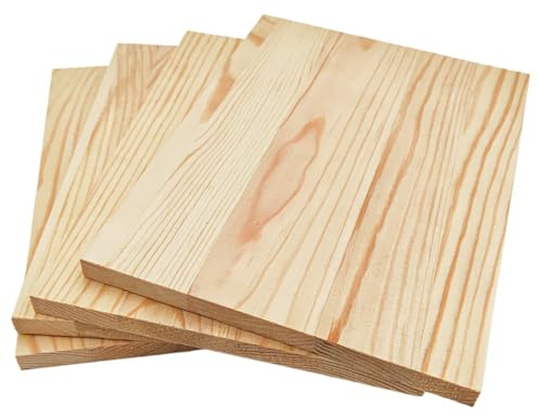 4 st rektangulära träskivor, obehandlade träblock för hantverk, 20 x 15 x 1 cm tomma täljande träblock för snideri, målning och bränning