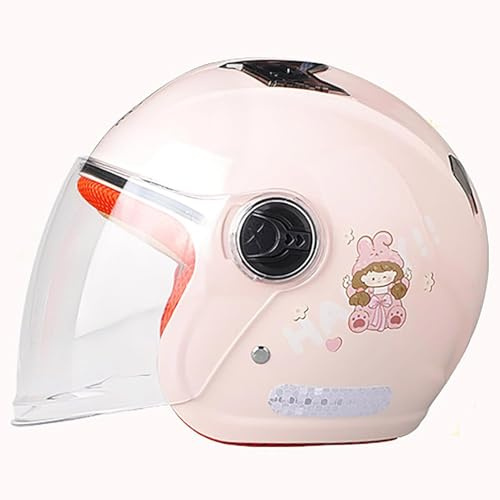 SJAPEX Casco Infantil 3/4, Casco Vintage Abierto para Motocicleta para Niños Y Niñas, Homologado por ECE/Dot, con Visera para Scooter Eléctrico Y ATV. 3,50-55CM