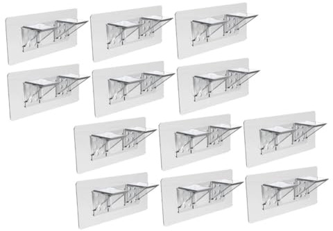 WEKADRIN 12pcs Adhesive Cupboard Shelf Supports Punch Shelf Pegs for Bathroom Closet Storage Sturdy Bracket Holders for Display Cabinets Wardrobes