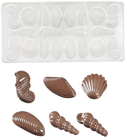 LIANCHEN Molde para chocolate, media bola de chocolate, forma de policarbonato y chocolate, forma de barrita para chocolate, para hacer chocolate, hielo (transparente-shell, 20 cavidades)