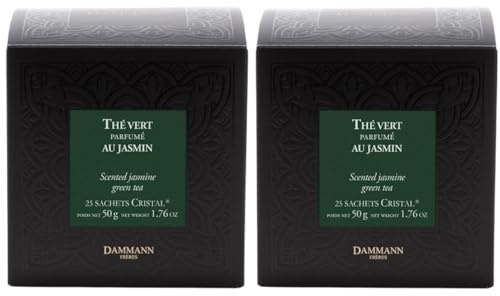 DAMMANN The Vert Jasmin - Lot 2 Boites x 25 Sachets Cristal - 50 Sachets de The Chinois Jasmin