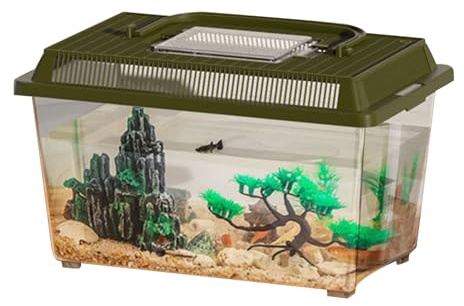 Faunarium Standard Petit - Boîte Nourrissage Reptile | Mini Bac Alimentation avec Poignée | Transporteur Transparent Créature avec Habitat Compact pour Gecko Crabe & Bernard-l’Hermite