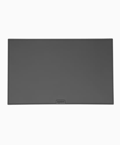 apaw Bowl Mat, Napfunterlage für Hunde, Hundenapfunterlage aus Silikon, Silikonnapfunterlage für Hundenäpfe und Fressnäpfe, Wasser- und Schmutzresistente Unterlage (Charcoal, L)