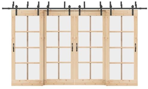 Schiebetürbeschlag-Set 400 cm für zwei Türen, Bypass-Schienensystem aus pulverbeschichtetem Stahl, Schiebetürsystem für Schrank und Vorratskammer, Schwarz