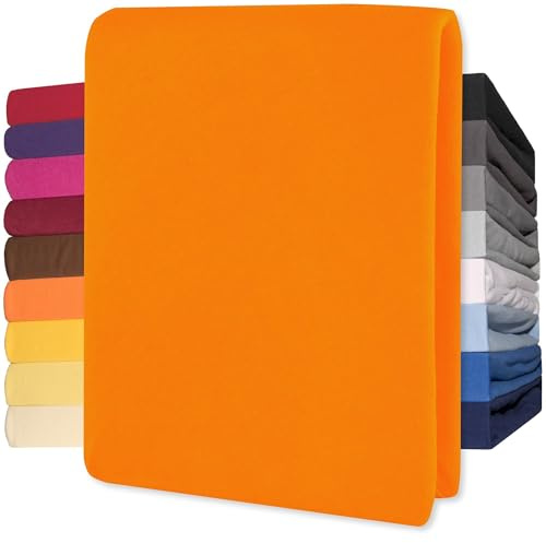 CelinaTex Lucina Lenzuolo Elasticizzato Topper spessori per Letto Contenitore Cotone 180x200-200x200 cm Arancione