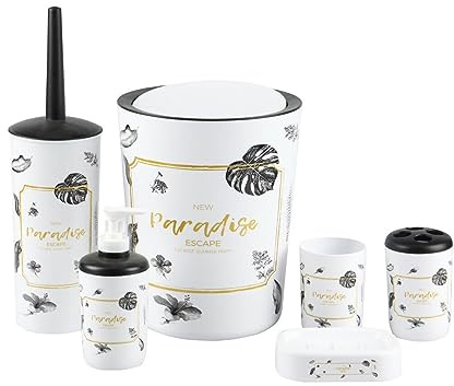 Gmmh Set med 6 badrumstillbehör badrumstillbehörset tvålpump hållare WC-borste badrumsset (stenar)