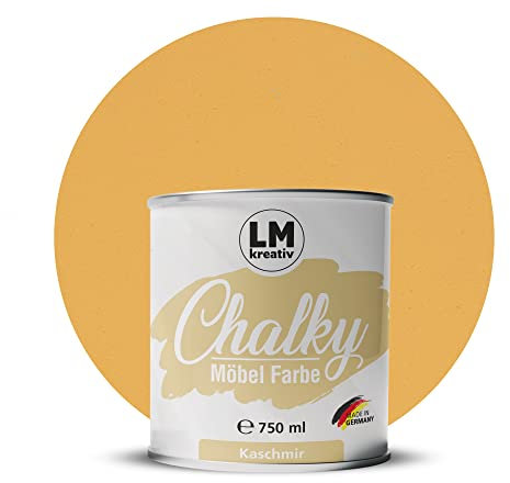 Chalky Möbelfarbe Kreidefarbe für Möbel 750 ml / 1,05 kg (Kaschmir), matt finish In- & Outdoor Kreide-Farbe für Shabby-Chic, Vintage Look, Landhaus Stil Möbel streichen