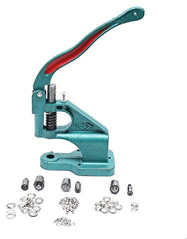 KATSU Macchina Manuale a Pressione Pinza per Occhielli Professionale, Occhiellatrice Macchina con 3 Matrici (6mm/10mm/12mm) e 1500 Gommini Occhiello Per Tende Cinture Borse Scarpe