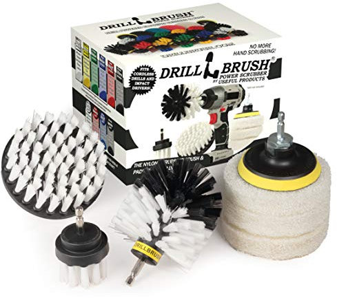 Drillbrush - Rotary Drill Brush Cordless Scrubber - Auto Brush Cleaning - Detail Brush Set - Upholstery Cleaning - Bathroom Cleaning Supplies - Drill Brush Pads - Shower Door Cleaner - Cleaner Pads
