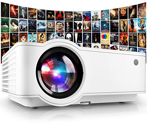 PONER SAUNT-projektor, 2024 uppgraderad miniprojektor 1080P stöder hemmabiovideoprojektor, kompatibel med USB VGA AV SD HDMI smartphone PC laptop PS3 PS4