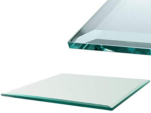 Euro Tische Glasplatte für Kaminofen und Tischplatte in 90x90cm Facettenschliff, Schutzplatte mit 6mm ESG Sicherheitsglas, Funkenschutzplatte, Glasboden für Kamin (Klarglas)